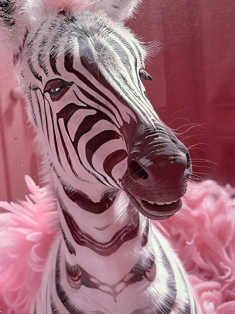 Framed Wall Art - Pink Zebra In Bath 60cm x 60cm