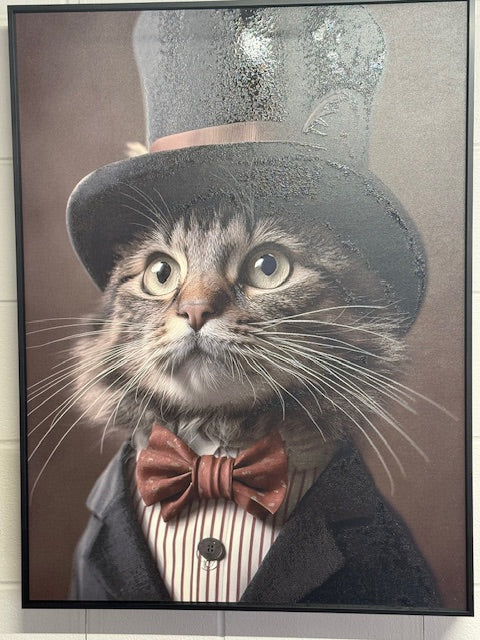 Framed Wall Art - The Gentleman Cat  60cm x 80cm