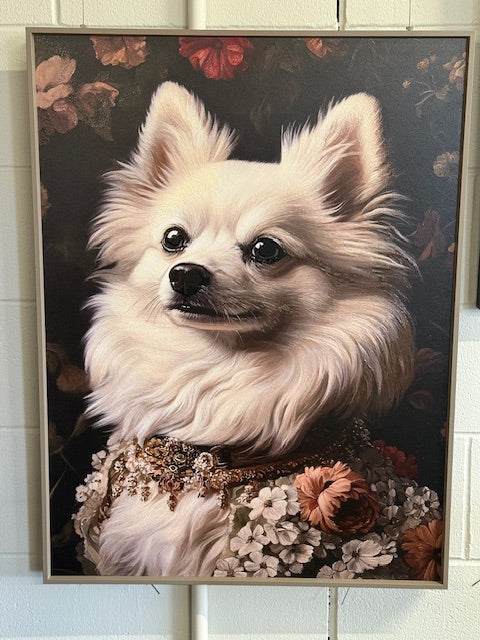 Framed Wall Art - Floral Dog 60cm x 80cm