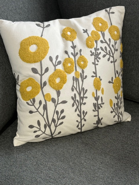 Cushion - Mustard Flower Cushion-Square