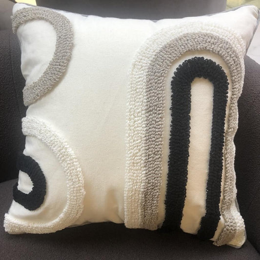 Cushion - Black/White Shapes Cushion-Square