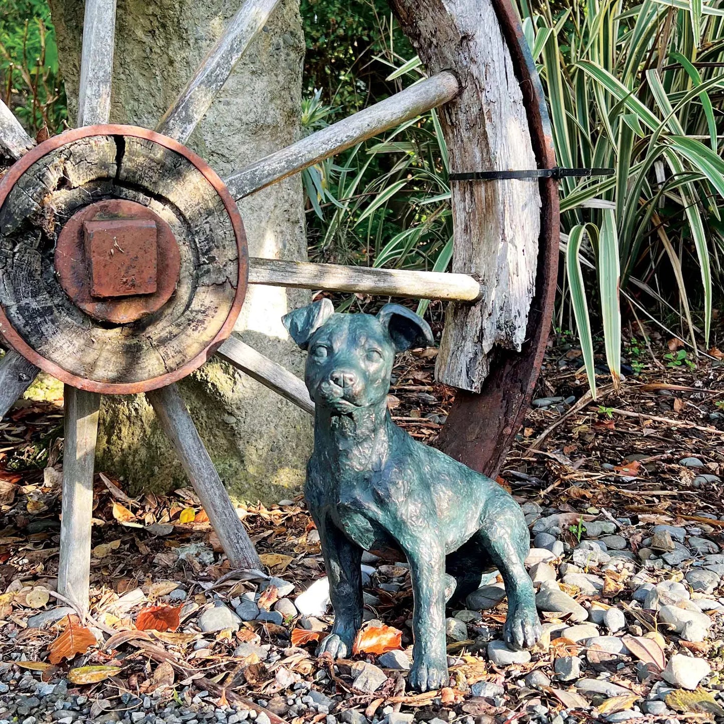 Sitting Jack Russell Statue Verdigris