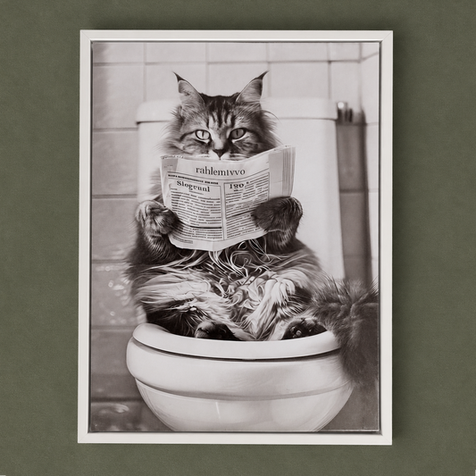 Framed Art - Kitten on Toilet 30x40