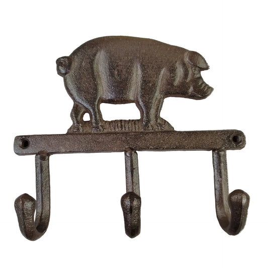 Coat Hook Cast Iron Pig 3 Hook Hanger
