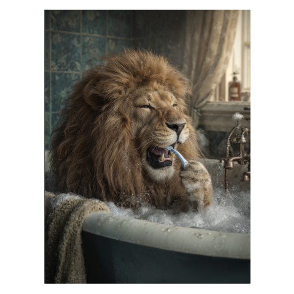 Framed Art - Lion Toothbrush 30x40