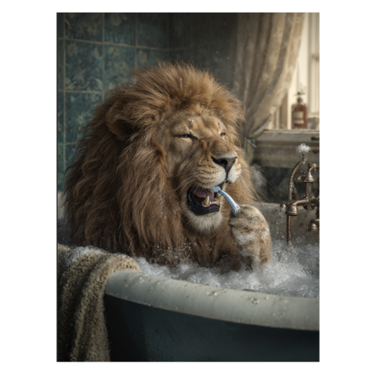 Framed Art - Lion Toothbrush