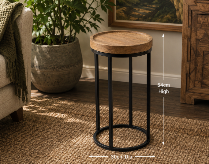 Side Table - Iron and Wooden Side Table