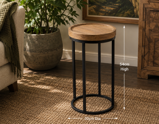 Side Table - Iron and Wooden Side Table