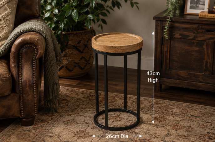 Side Table - Iron and Wooden Side Table