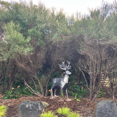 Sculpture - Geometric Metal Stag Garden Sculpture