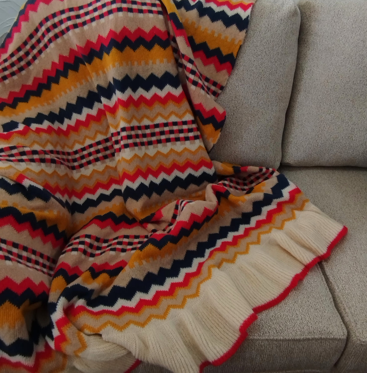 Nomad Knit Throw with Ruffle Border - Four Colours Available