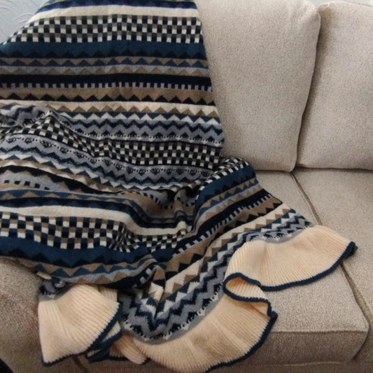 Nomad Knit Throw with Ruffle Border - Four Colours Available