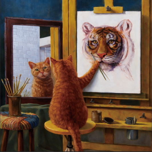 Framed Art - Reflective Cat 60x60