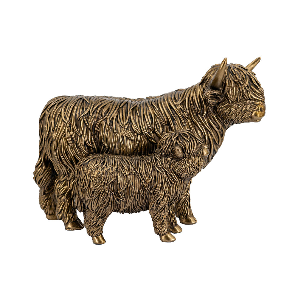 Highland Cattle & Calf Sculpture