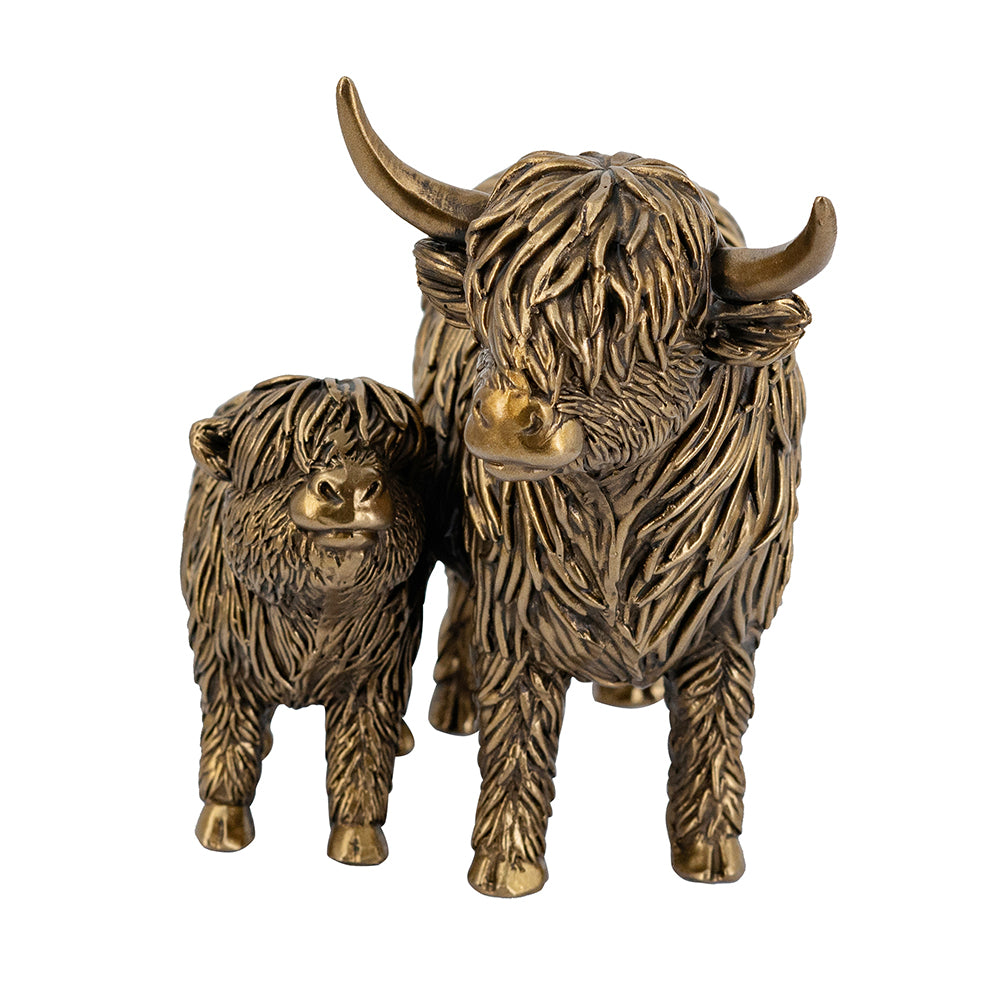 Highland Cattle & Calf Sculpture