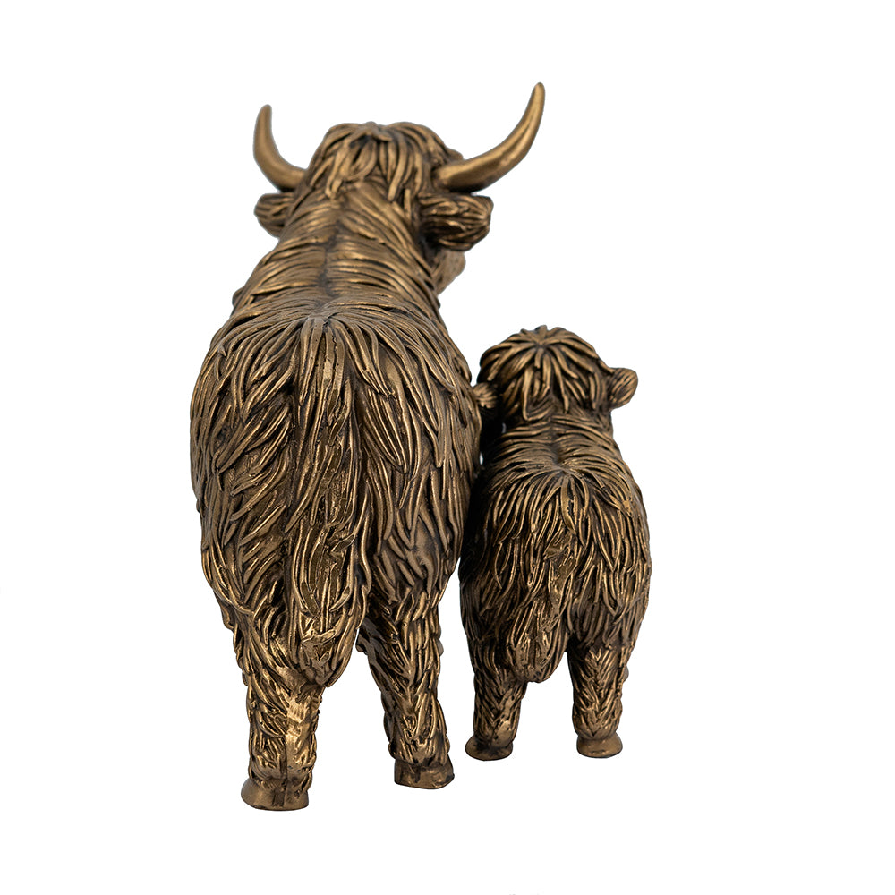 Highland Cattle & Calf Sculpture