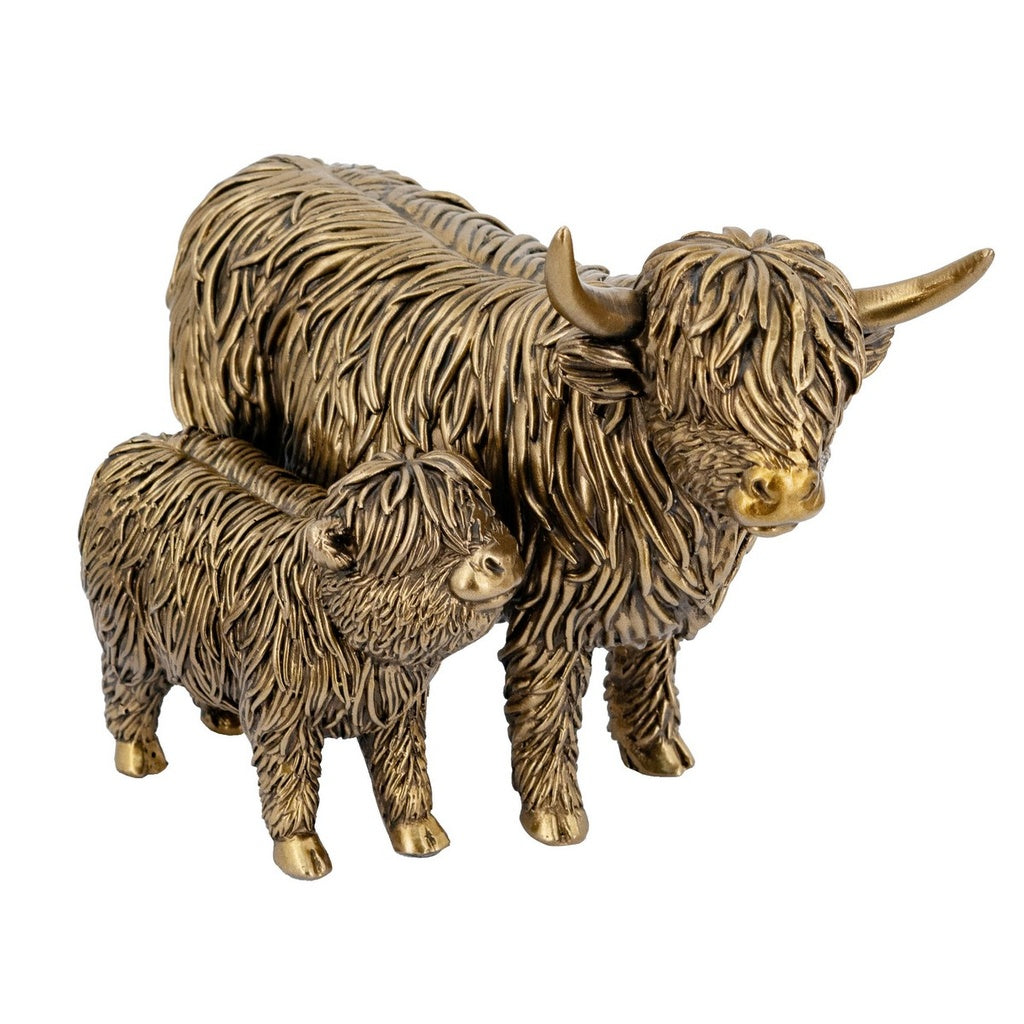 Highland Cattle & Calf Sculpture