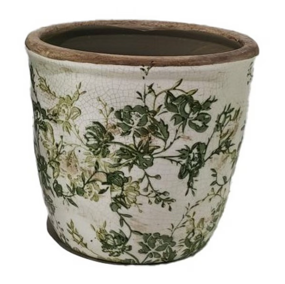 Pot - Green Floral Pot - Small