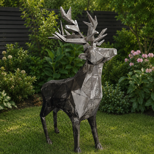 Sculpture - Geometric Metal Stag Garden Sculpture