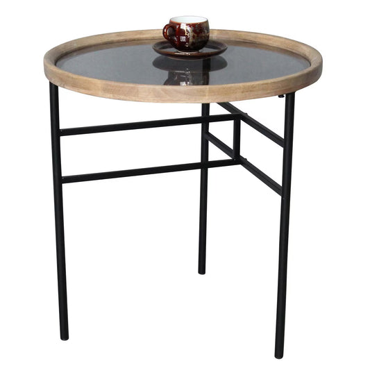 Side Table - Wooden & Metal Side Table