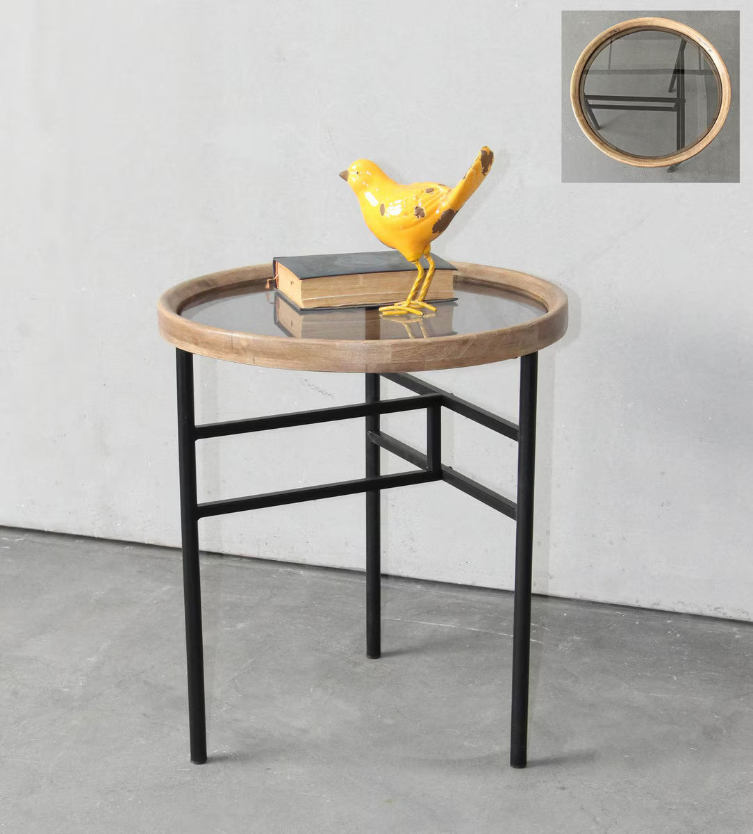 Side Table - Wooden & Metal Side table