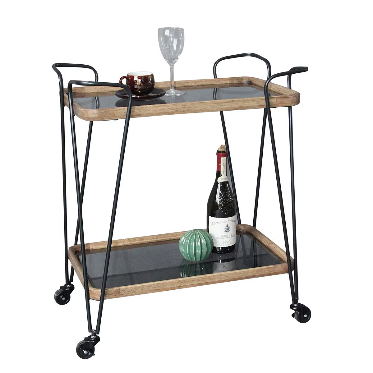 Wooden & Metal Bar Cart