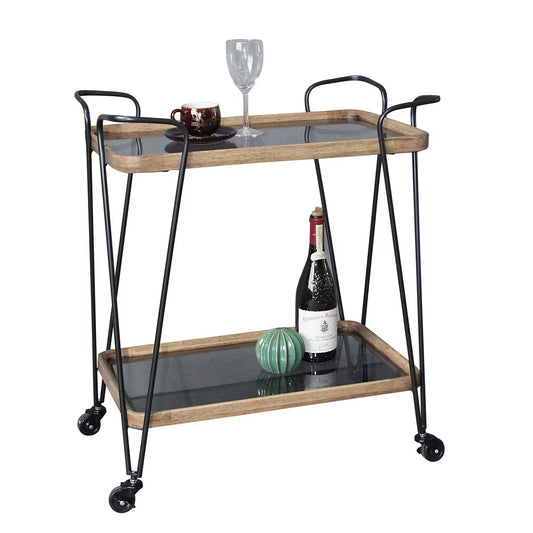 Wooden & Metal Bar Cart