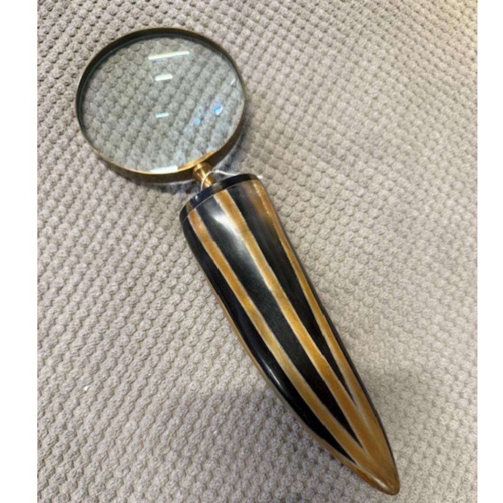 Magnifying Glass - Brass Aluminium w/Horn Handle