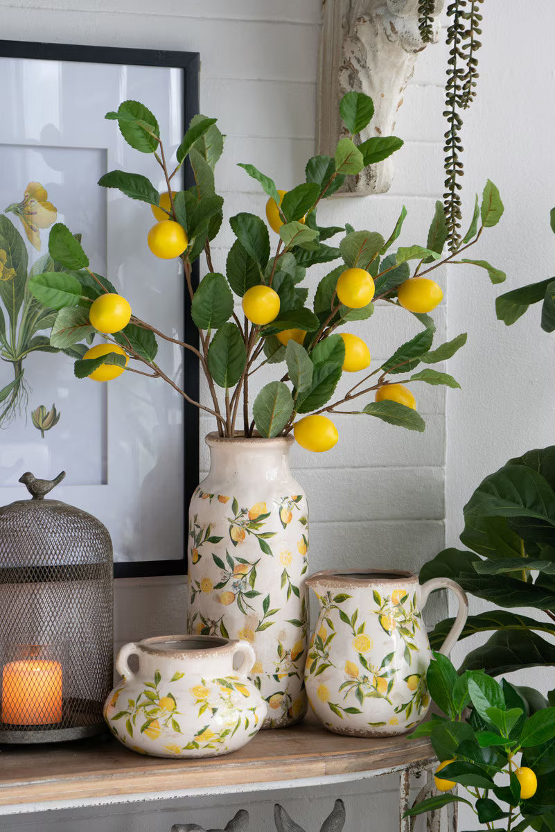 Vase - Lemon & Leaves Design