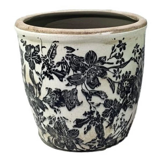 Black Floral Pot Small