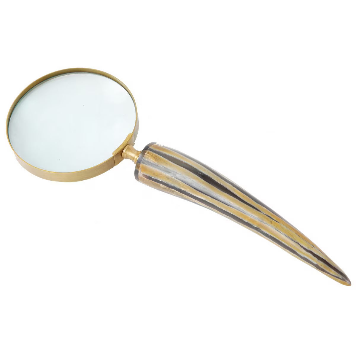 Magnifying Glass - Brass Aluminium w/Horn Handle