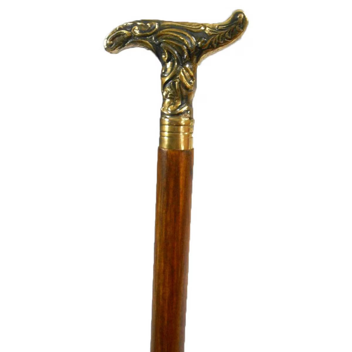 Wooden Walking Stick w/Brass Handle
