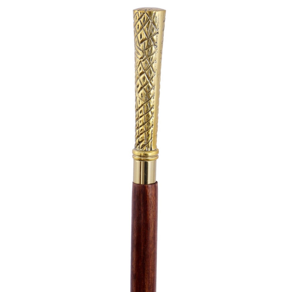 Wooden Walking Stick w/Brass Handle