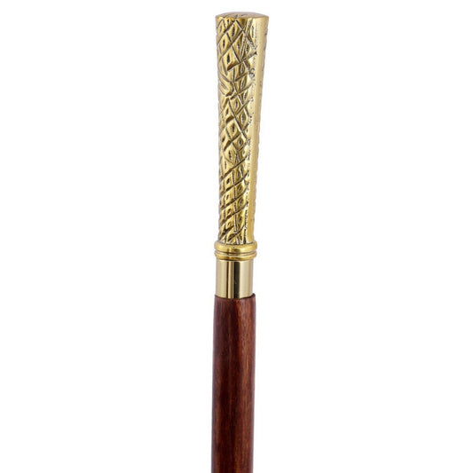 Wooden Walking Stick w/Brass Handle