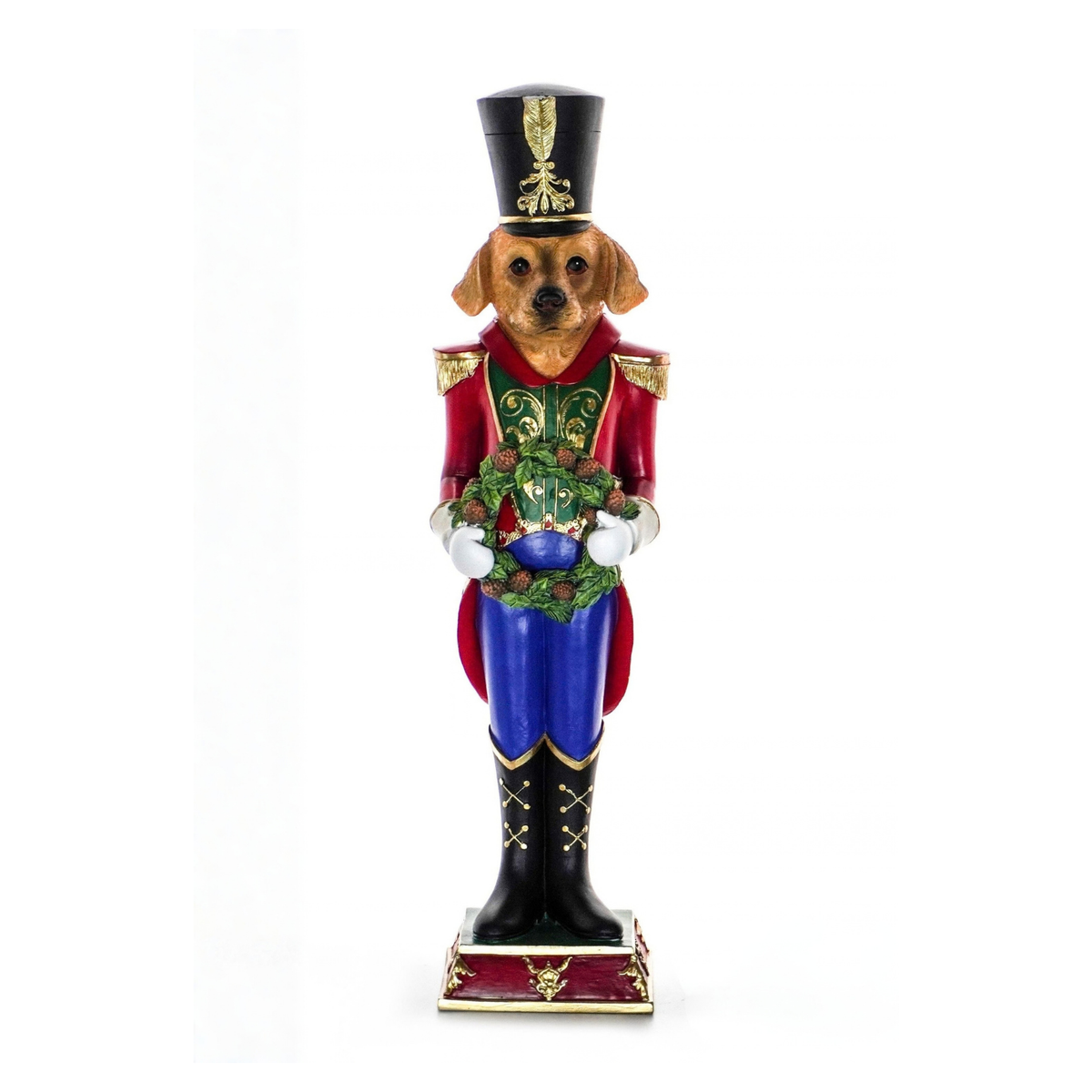 Large Nutcracker Dog with Wreath