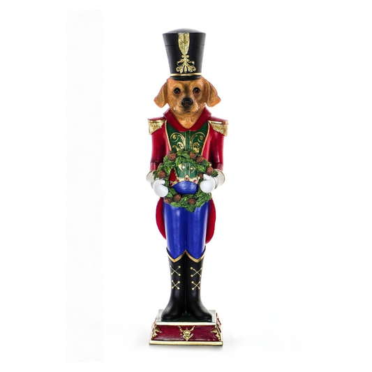 Large Nutcracker Dog with Wreath