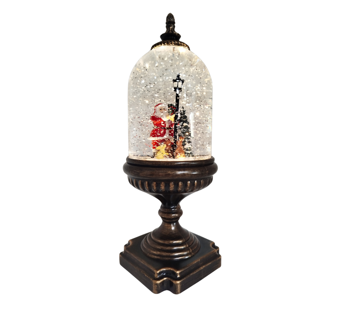 Light Up Snow Globe - Santa Pedestal Dome