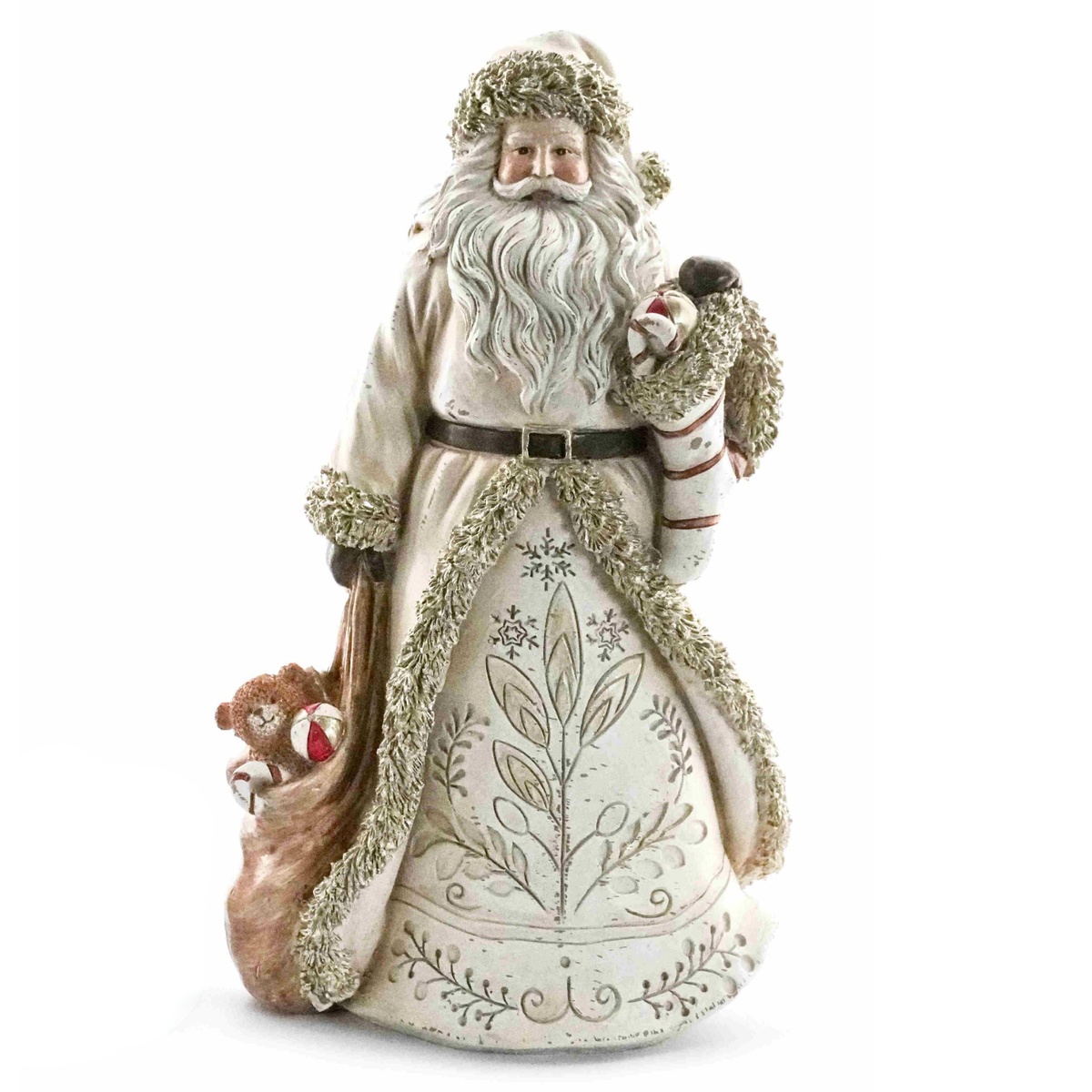 Antique Style Santa in Ivory with Filigree Gown