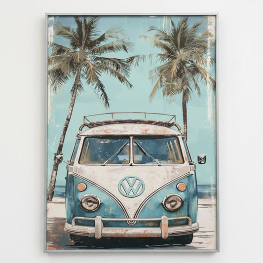 Framed Wall Art - VW Combi  60cm x 80cm