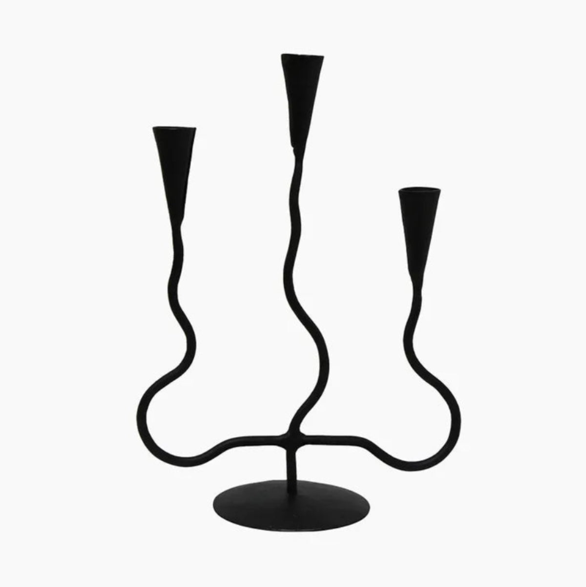 Candle Holder - Iron 3 Cup Wavy Candle Holder