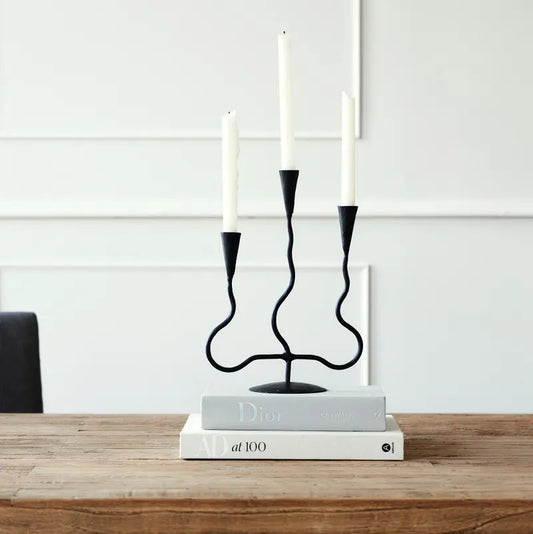 Candle Holder - Iron 3 Cup Wavy Candle Holder