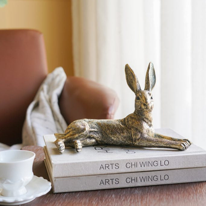 Gold Rabbit Statue – Reclining