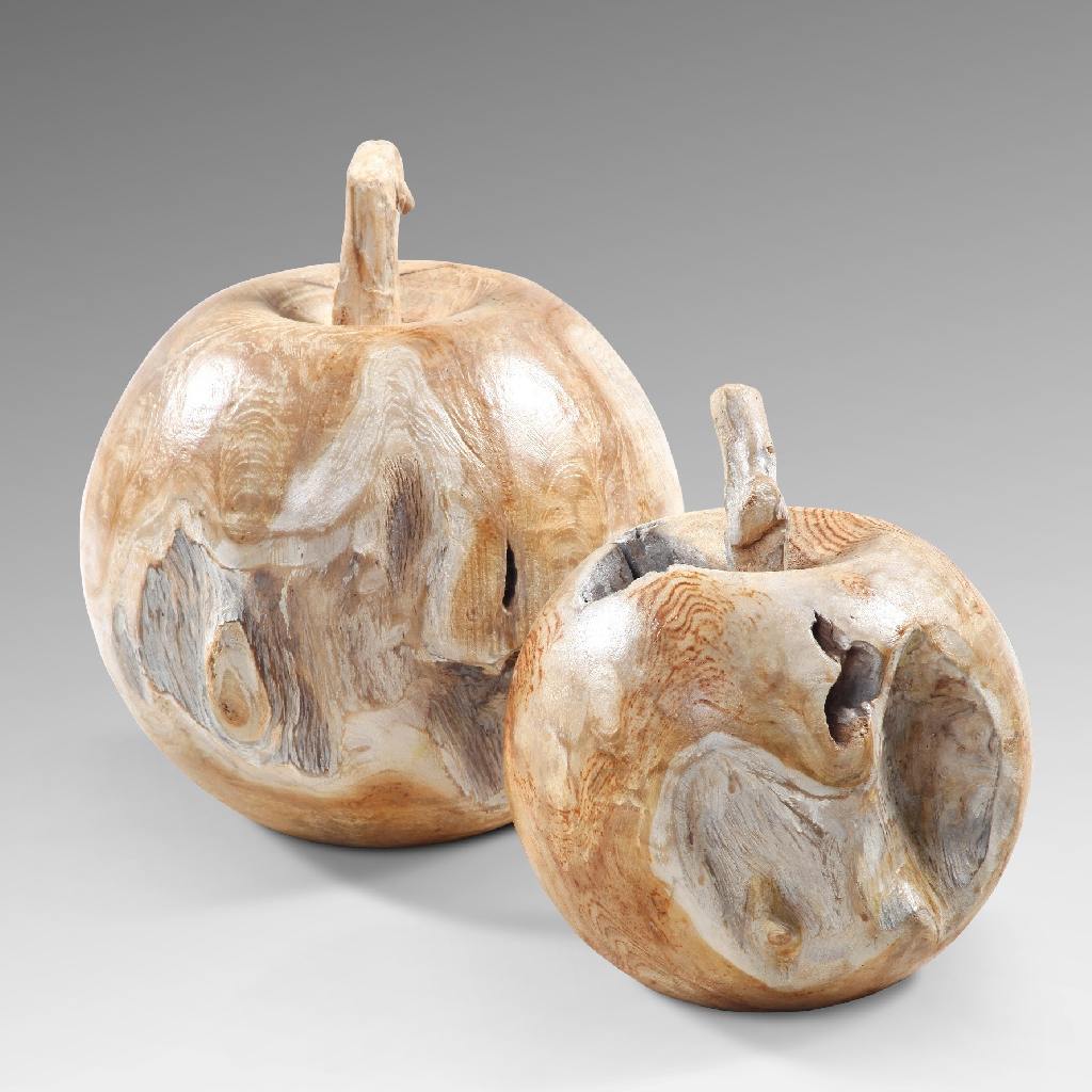 Sculpture - Apple Deco set of two White Wash
