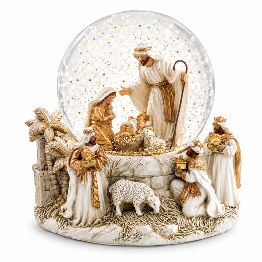 Snow Globe - Golden Nativity Scene