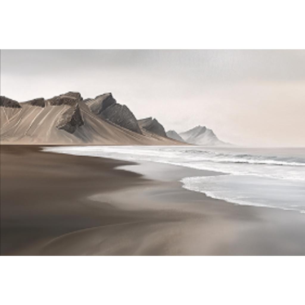 Framed Wall Art - Brown Beach and Mountains 60cm x 80cm