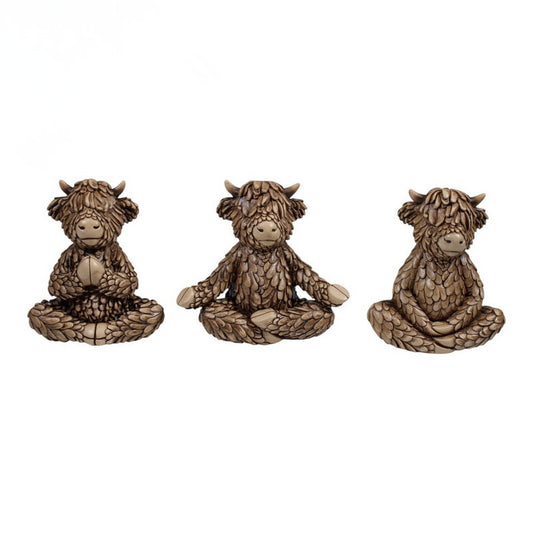 Highland Cow in Yoga Pose – Set of 3
