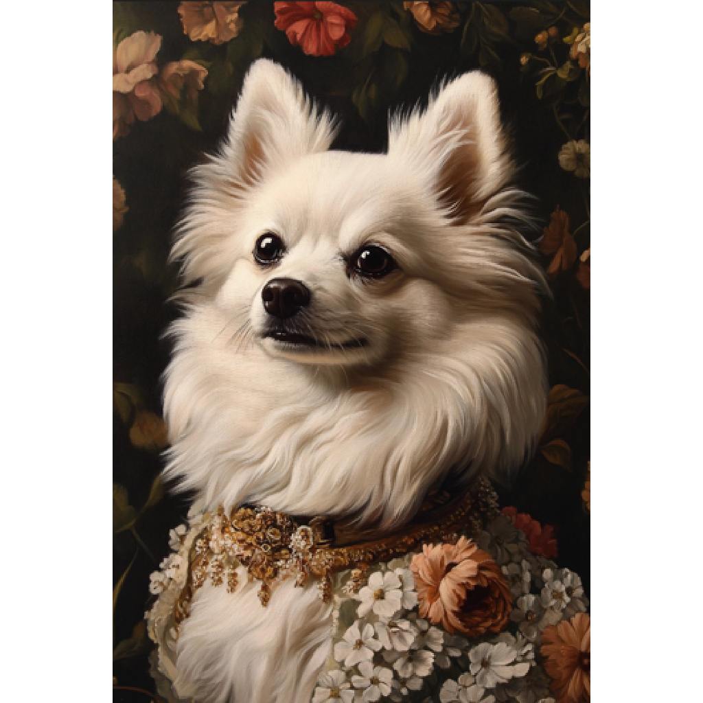 Framed Wall Art - Floral Dog 60cm x 80cm
