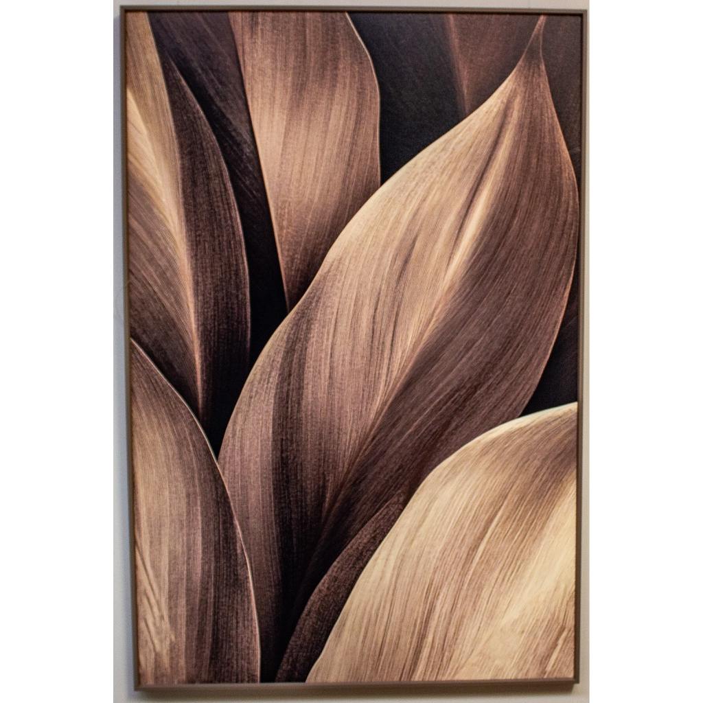 Framed Wall Art - Beige Leaves  120cm x 80cm