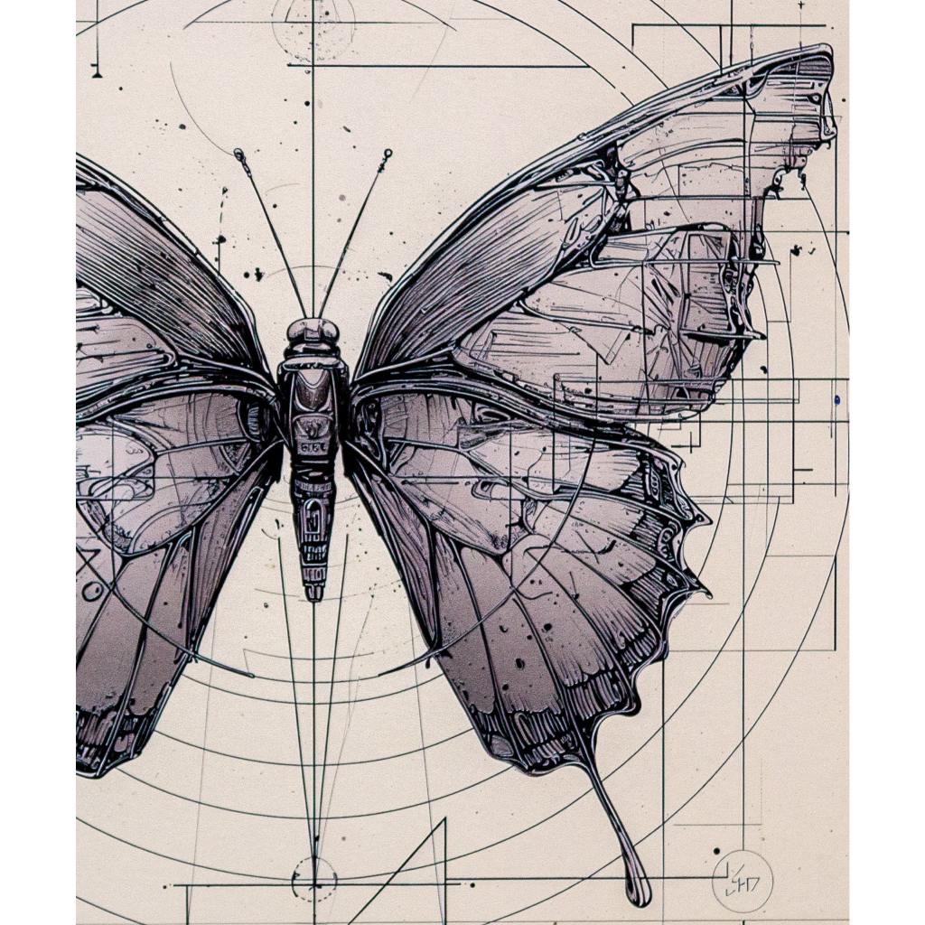 Framed Wall Art - Butterfly 80cm x 80cm