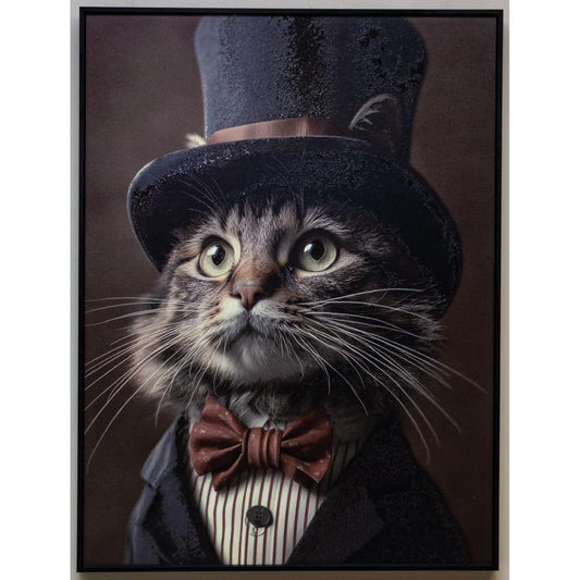 Framed Wall Art - The Gentleman Cat  60cm x 80cm
